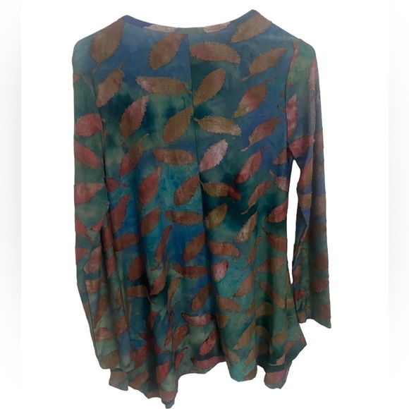 Soft Surroundings Watercolor Textured Leaves Long Sleeve Tunic Size Small‎ EUC - Picture 3 of 5